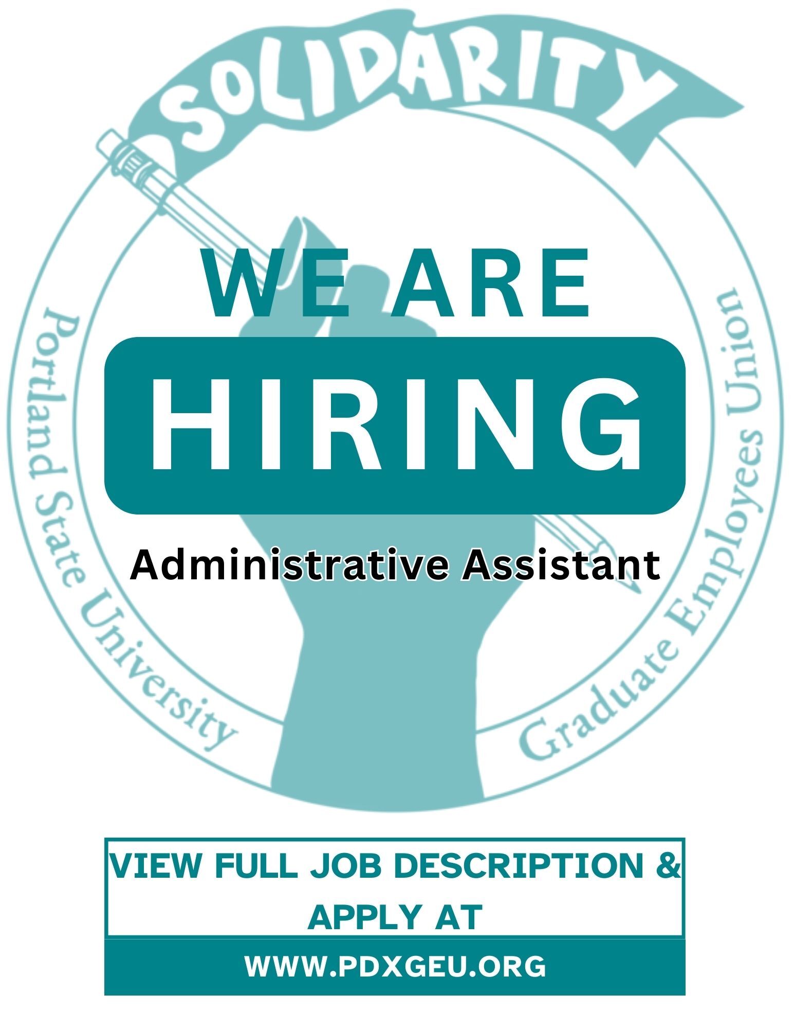 GEU is hiring a 0.3 FTE Administrative Assistant
